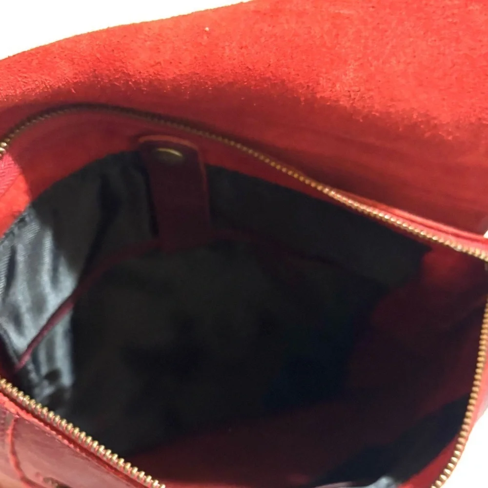 Handmade vintage unisex Elegant Burgundy distressed Leather Crossbody Bag